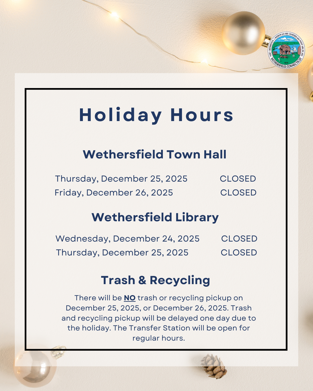 Holiday Hours