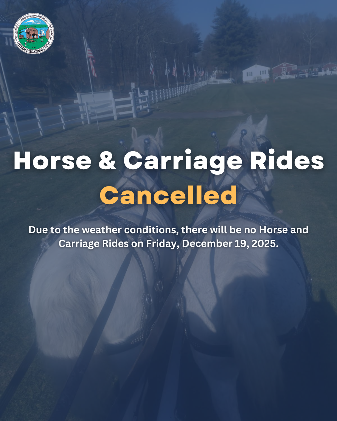 Horse and Carriage Rides Cancelled on Friday, December 19, 2025