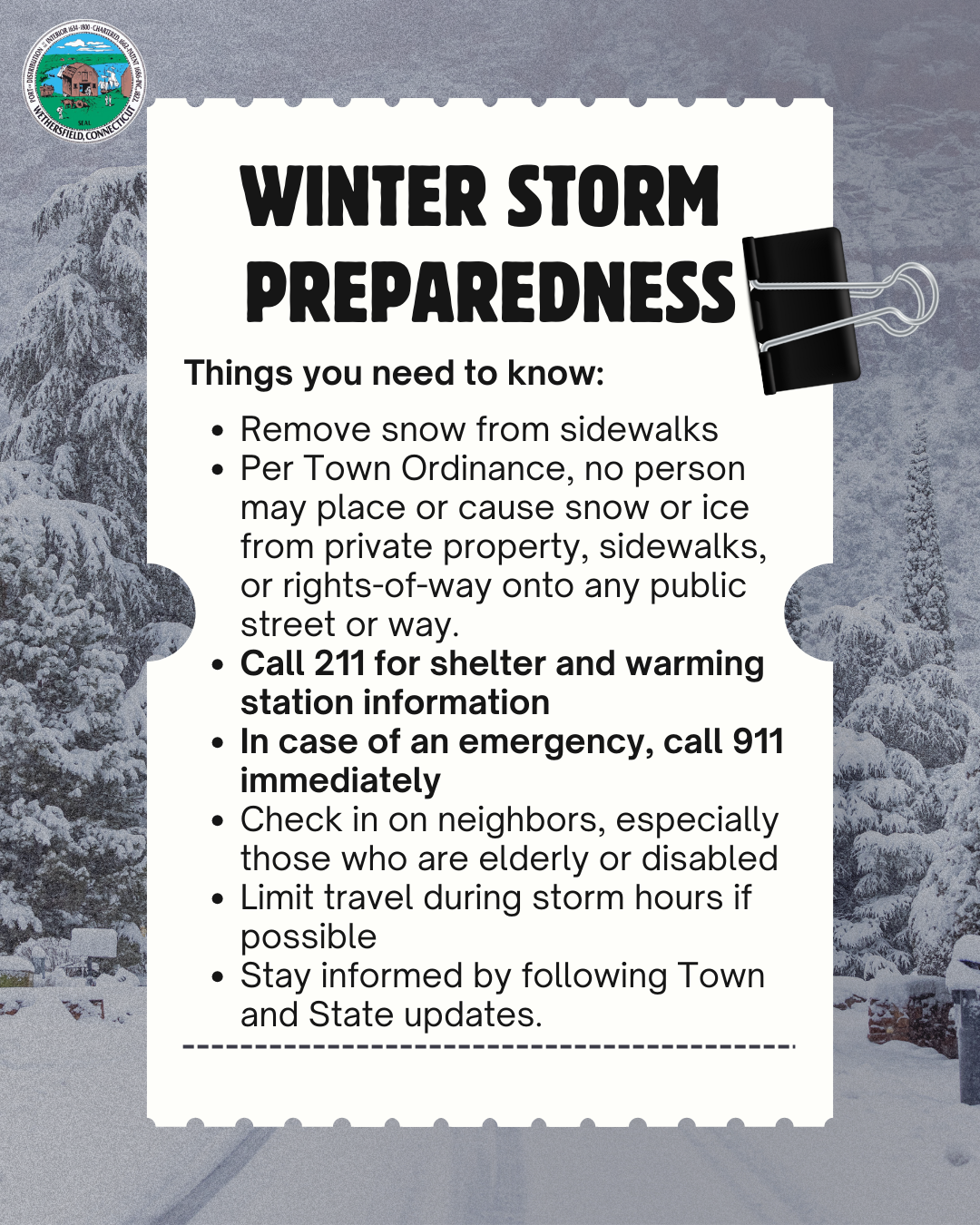 Winter storm post information